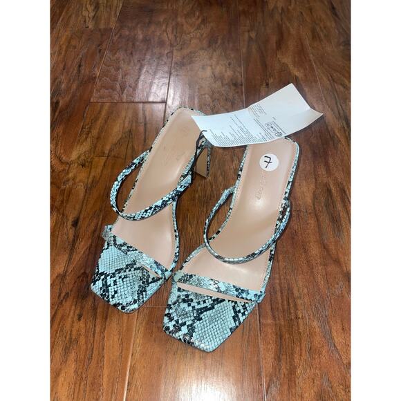 The DROP Avery Square Toe Sandal  MINIMALIST SEXY Size 8 Teal Snake - Picture 3 of 6